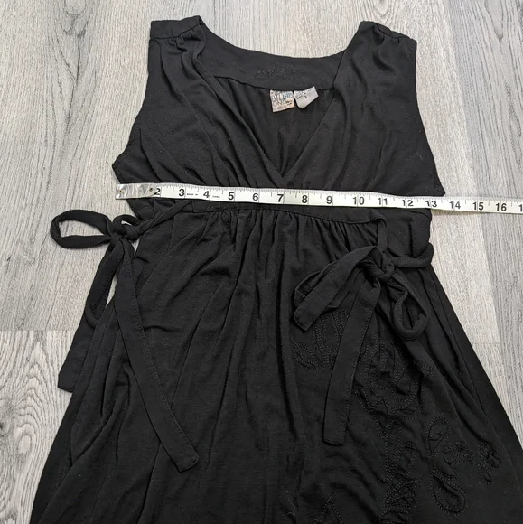 Billabong Retro Y2K Black wrap dress patchwork design Size Large Goth Alt - Picture 6 of 7